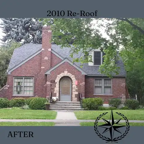The brick Missoula home after its 2010 re-roof